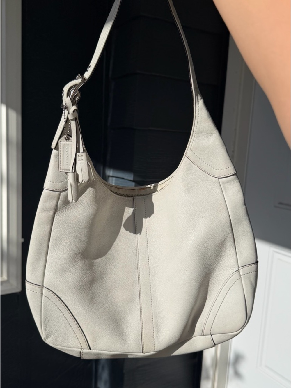 Coach Cream Leather Hobo Shoulder Bag